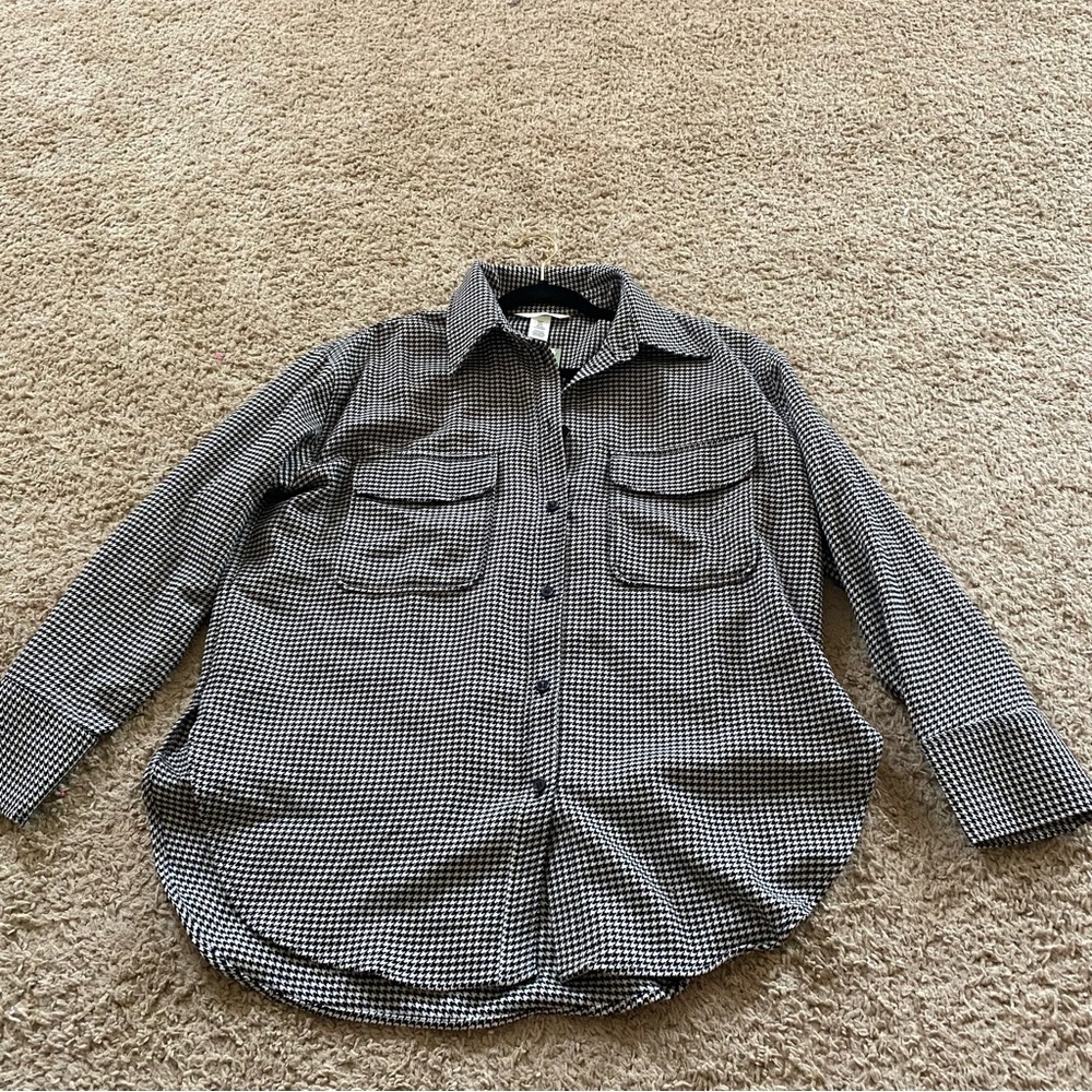 Black and White Checkered Button-Up Shirt